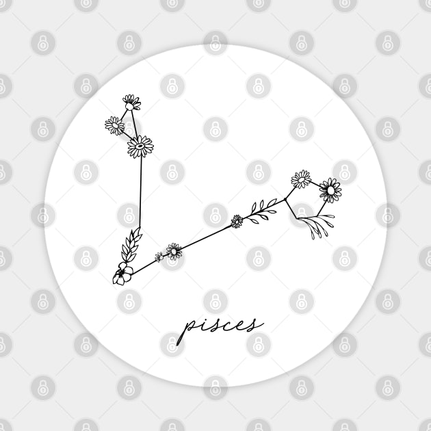 Pisces Zodiac Wildflower Constellation Magnet by aterkaderk